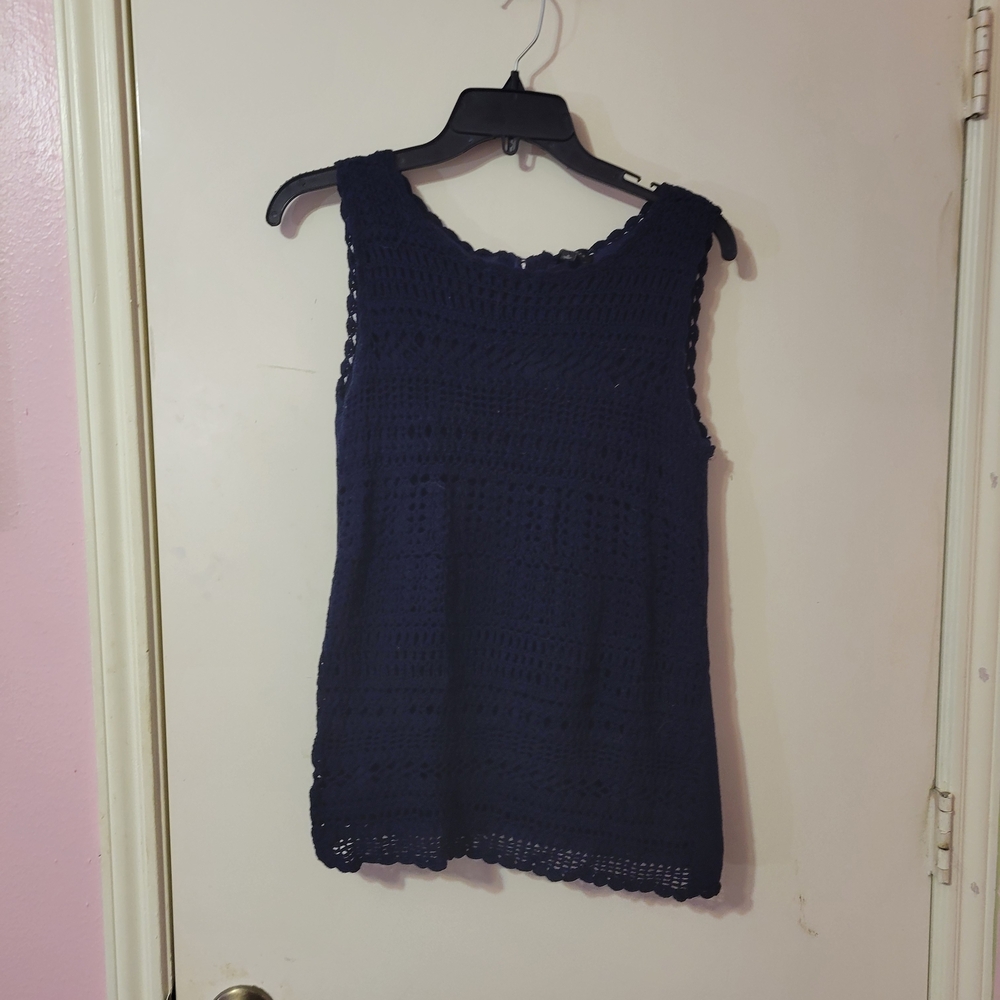 Talbots Black Crochet Tank Top